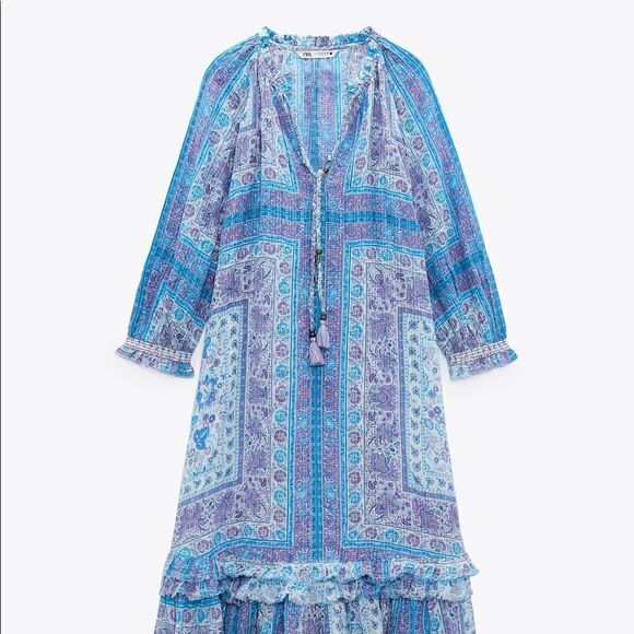 ZARA PRINTED MIDI BOHO DRESS - Picture 6 of 6
